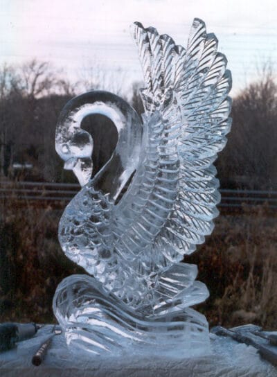 Swan Ice Sculpture (Upgrade) - Falls Manor Catering